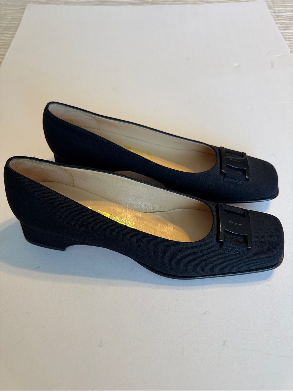 Salvatore Ferragamo Black Fabric Vara Bow Flats
